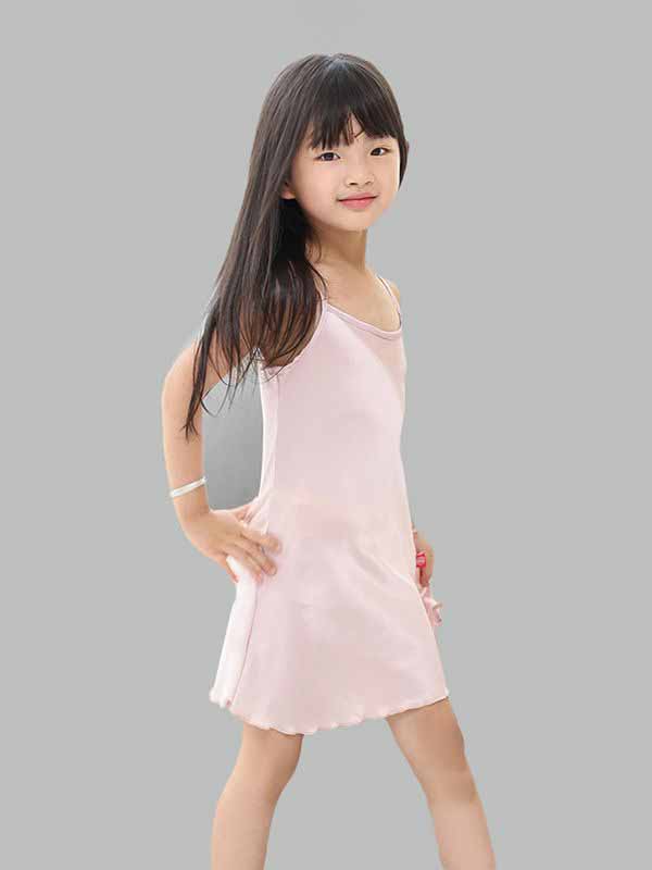 19 Momme Lace Up Girls Silk Slip Nightgown - Click Image to Close